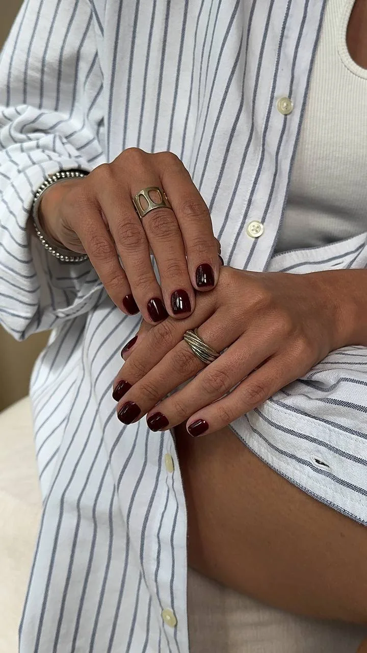 Manicure with regular polish with bioceramics